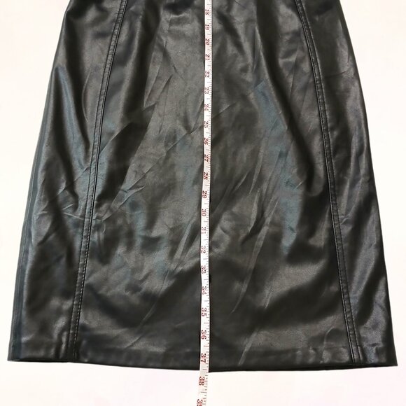 Calvin Klein Black Faux Leather Sleeveless Wiggle Pencil Sheath Petite Dress S.8 - Picture 15 of 15